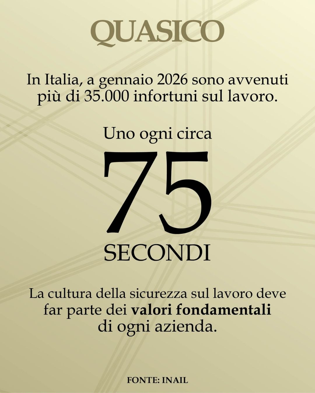 in italia, a gennaio 2026 sono avvenuti più di 35.000 infortuni sul lavoro. Uno ogni circa 75 secondi.